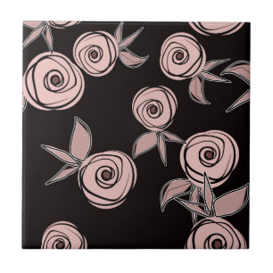 Het abstracte moderne roze van rozenbloemen bloost tegeltje