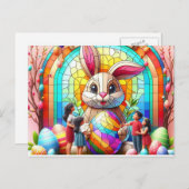 Het Abstracte paashaas vlekkenglas Feestdagenkaart (Voorkant / Achterkant)