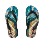 Het abstracte schilderij Ice en Fish Kinder Teenslippers (Voetbed)