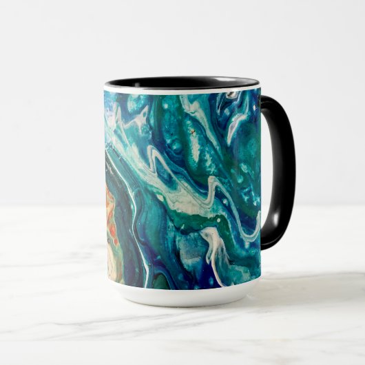 Het abstracte schilderij Ice en Fish Mok (Voorkant rechts)