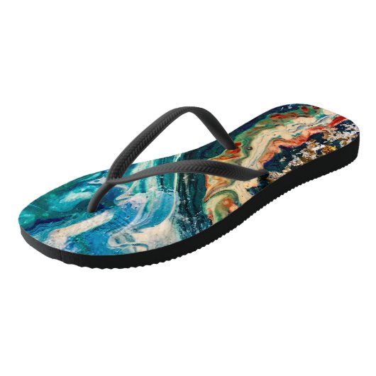 Het abstracte schilderij Ice en Fish Teenslippers (Schuin)