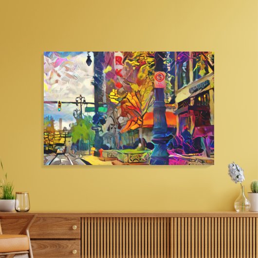 Het Abstracte stadsspectrum van Detroit Canvas Afdruk (Insitu (Woonkamer))