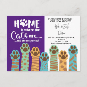 Het adres dat we thuis hebben verplaatst is katten aankondigingskaart