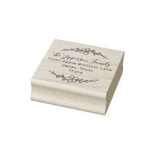 Het Adres van de terugkeer Elegant Floral Manuscri Rubberstempel