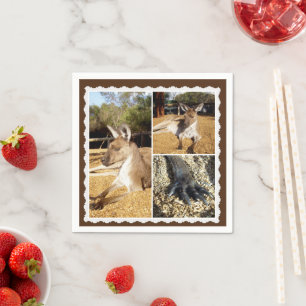 Het Afbeelding Kangaroo Collage, Papier Napkins Servet