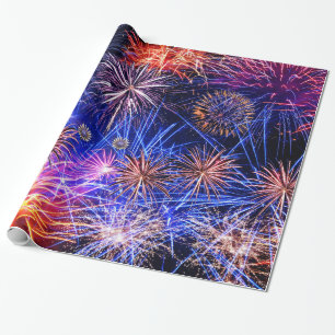 Het afbeelding van het vuurwerk voor Glanzend Cadeaupapier