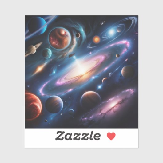 Het afbeelding van planeten sticker (Vel)