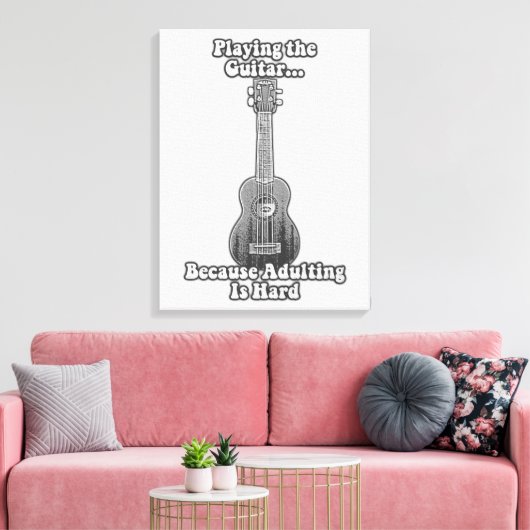 Het afspelen van gitaar omdat overlijden moeilijk  canvas afdruk (Insitu (Woonkamer))