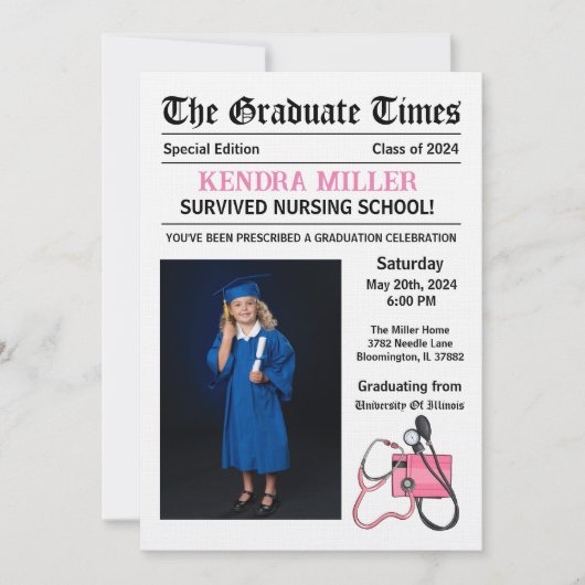 Het Afstuderen Times Nursing Afstuderen Kaart (Voorkant)