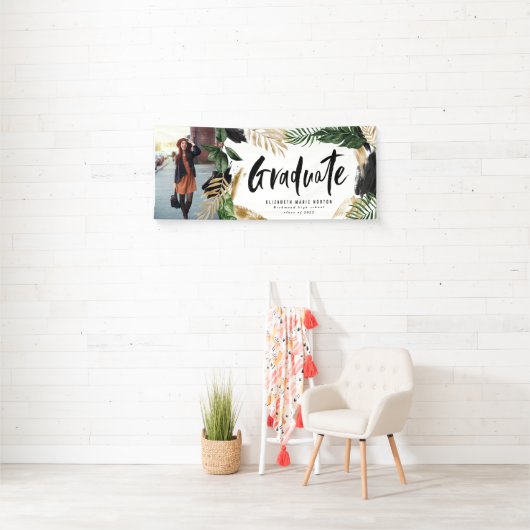 Het afstuderen van de tropische foto modern manusc spandoek (Insitu)