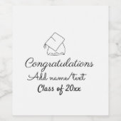 Het afstuderen van gelukwensen voegt de het jaarkl wijn etiket (Enkel label)