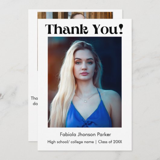 %het afstuderen van het Manuscript van het centrum Bedankkaart (Voorkant / Achterkant)