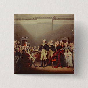 Het aftreden van George Washington Vierkante Button 5,1 Cm