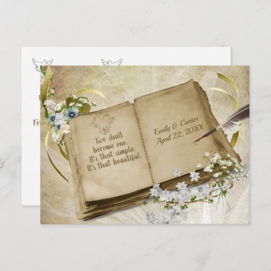 Het Album van de bruiloft sparen de Datum Briefkaart (Voorkant / Achterkant)