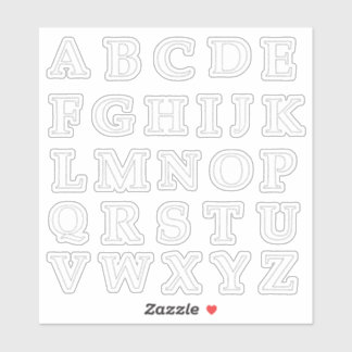 Het alfabet in steken uitgesneden sticker