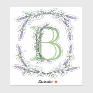Het alfabet monogram "B" Lavendel Eucalyptus Sticker