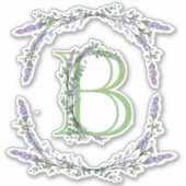 Het alfabet monogram "B" Lavendel Eucalyptus Sticker (Voorkant)