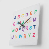 Het alfabet van ABC dat kleurrijke ABC-letters lee Vierkante Klok (Hoek)