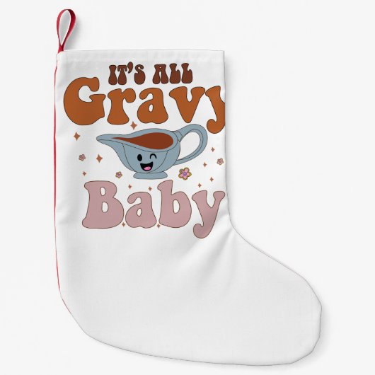 Het All Gravy Baby Retro Thanksgiving diner Kleine Kerstsok (Voorkant)
