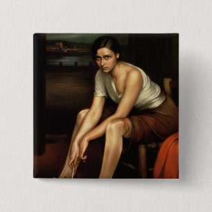 Het Alluring Young Girl Vierkante Button 5,1 Cm
