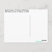 Het AmateurOrkest van Haydn van Baltimore Briefkaart (Achterkant)