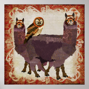 Het AmberPoster van de Kunst van de Uil paarse Poster