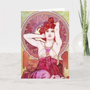 Het Amethyst Wenskaart van Alphonse Mucha Kaart