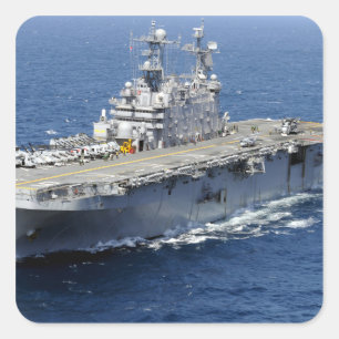 Het amfibieschip USS Peleliu Vierkante Sticker