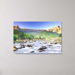 Het amfitheater en de Tugela-rivier in Drakensberg Canvas Afdruk