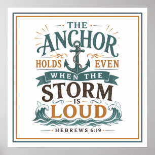 Het anker houdt stand door storm christelijke cita poster