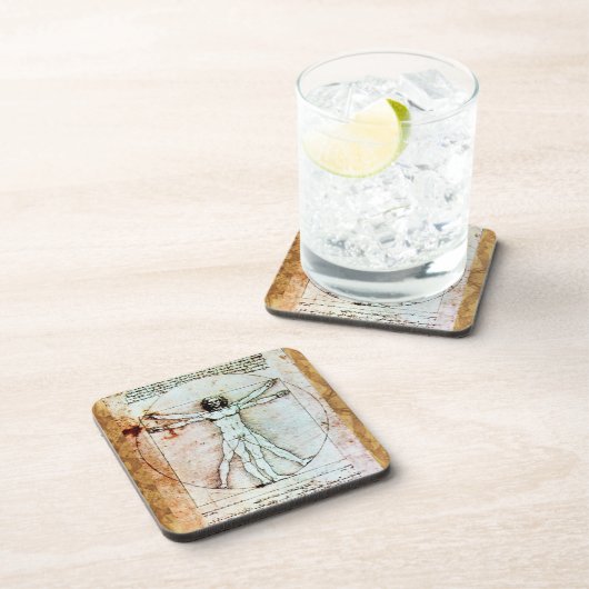 Het Antiek perkamentegment VITRUVIAN MAN Drankjes Onderzetter (Rechterzijde)