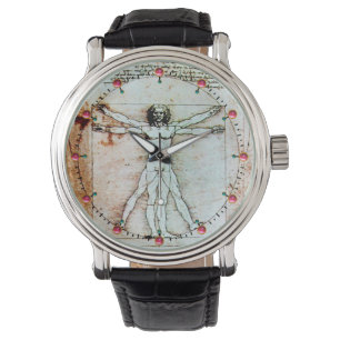 Het Antiek perkamentegment VITRUVIAN MAN Horloge