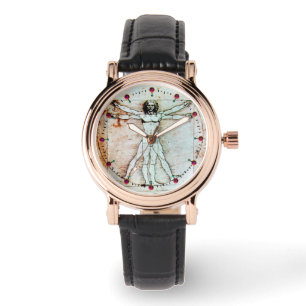 Het Antiek perkamentegment VITRUVIAN MAN Horloge