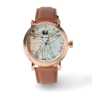 Het Antiek perkamentegment VITRUVIAN MAN Horloge