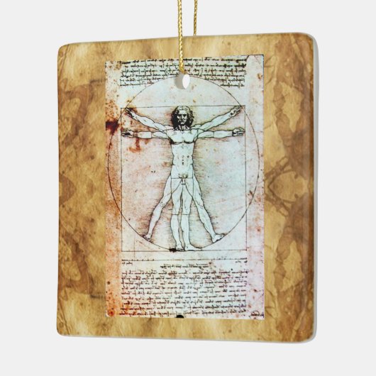 Het Antiek perkamentegment VITRUVIAN MAN Keramisch Ornament (Links)