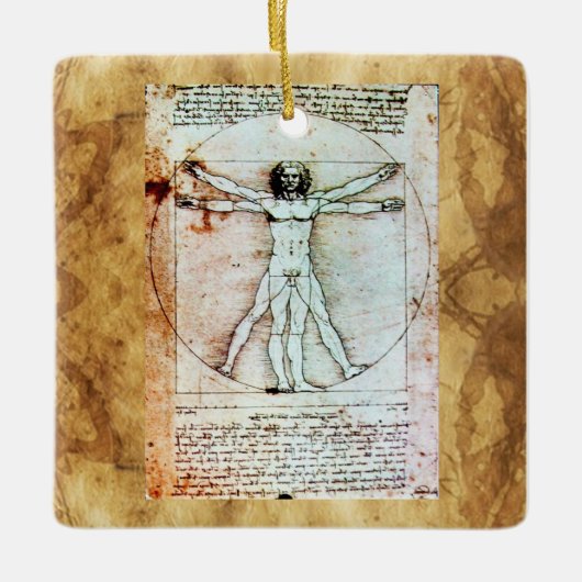 Het Antiek perkamentegment VITRUVIAN MAN Keramisch Ornament (Voorkant)