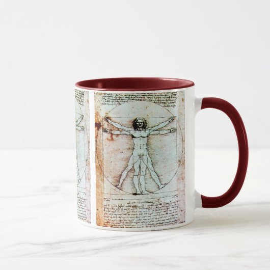 Het Antiek perkamentegment VITRUVIAN MAN Mok (Rechts)