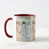 Het Antiek perkamentegment VITRUVIAN MAN Mok (Links)