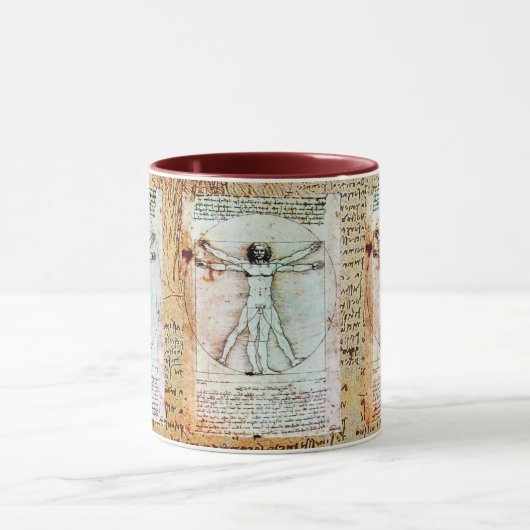 Het Antiek perkamentegment VITRUVIAN MAN Mok (Midden)