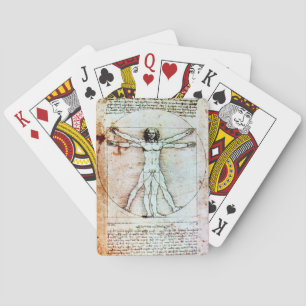 Het Antiek perkamentegment VITRUVIAN MAN Pokerkaarten