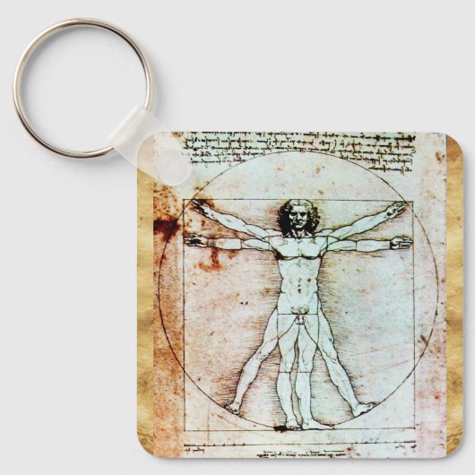 Het Antiek perkamentegment VITRUVIAN MAN Sleutelhanger (Voorkant)