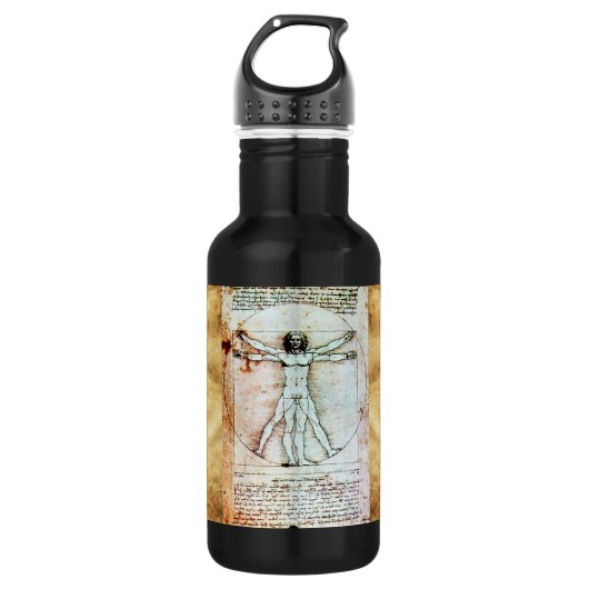 Het Antiek perkamentegment VITRUVIAN MAN Waterfles (Voorkant)