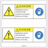 Het Apparatuur van het gevaar begint automatisch E Sticker (Vel)