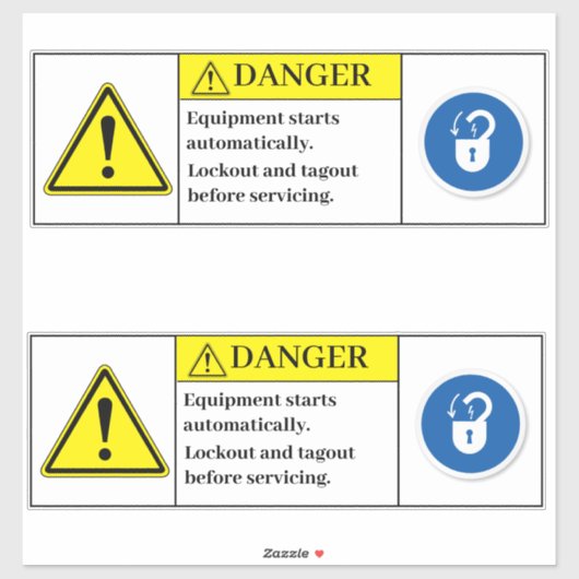 Het Apparatuur van het gevaar begint automatisch E Sticker (Vel)