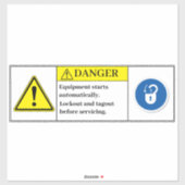 Het Apparatuur van het gevaar begint automatisch E Sticker (Vel)