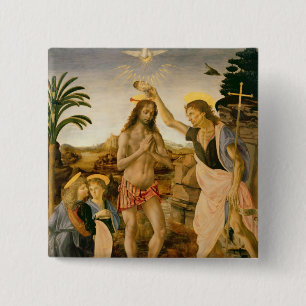 Het aptisme van Christus door John de Baptist Vierkante Button 5,1 Cm