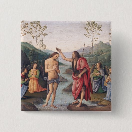 Het aptisme van Christus Vierkante Button 5,1 Cm (Voorkant)
