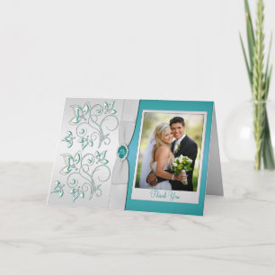 Het aquamarijn en het Zilver danken u kaarden met Bedankkaart