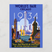 Het Art Deco Chicago 1934 World's Fair Poster Briefkaart (Voorkant)
