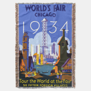 Het  Art Deco Chicago 1934 World's Fair Poster Deken